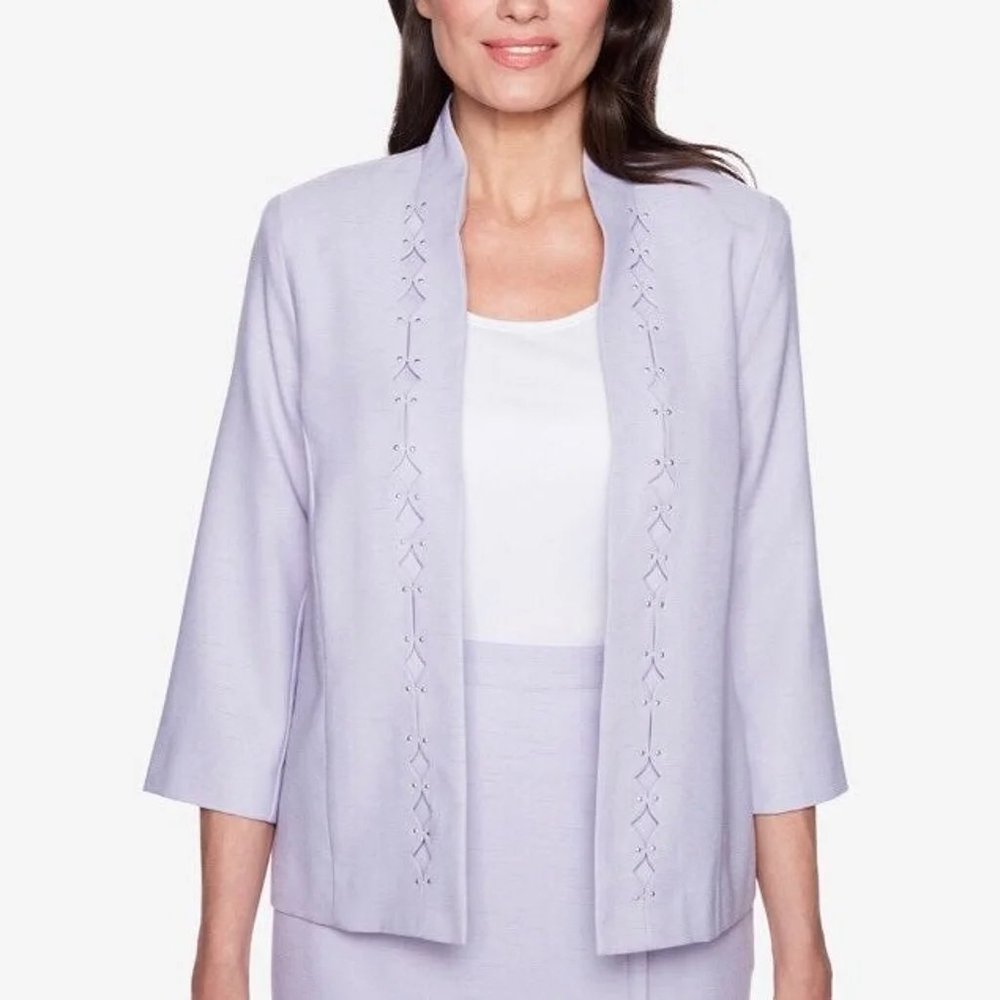 Beautiful Lilac Open Blazer Cut Out Details Petite Size 10P